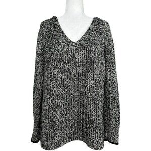 Rag & Bone Women’s Black White Quiet Luxury V-Neck‎ Designer Tunic Sweater M/C41